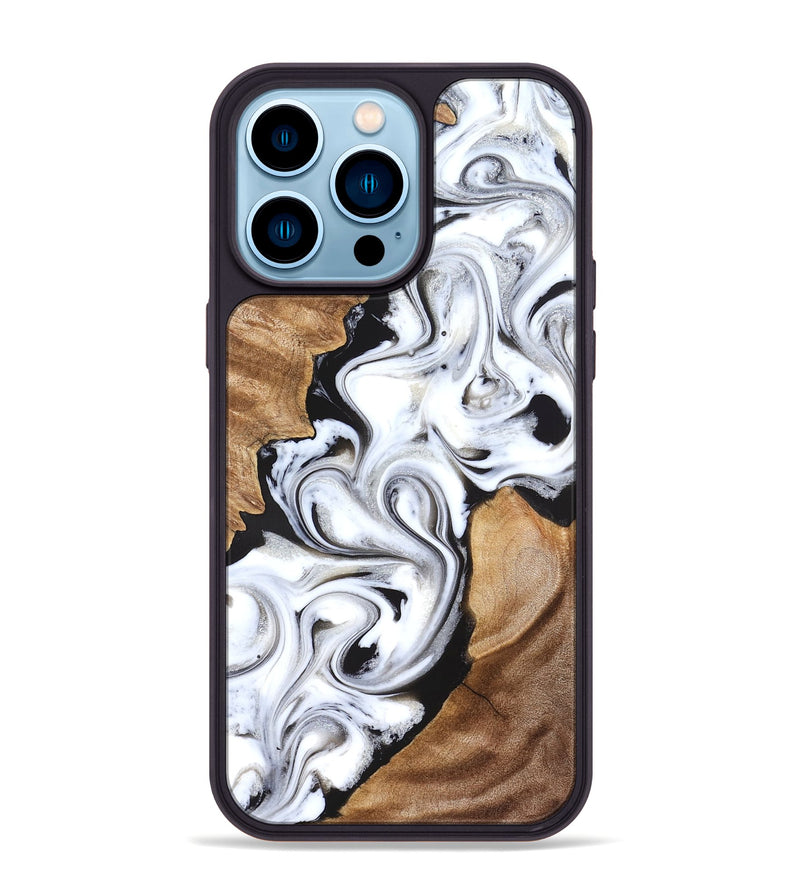 iPhone 14 Pro Max Wood Phone Case - Ameer (Black & White, 827220)