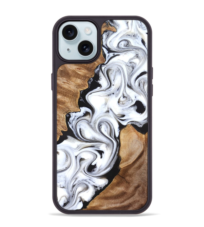 iPhone 15 Plus Wood Phone Case - Ameer (Black & White, 827220)