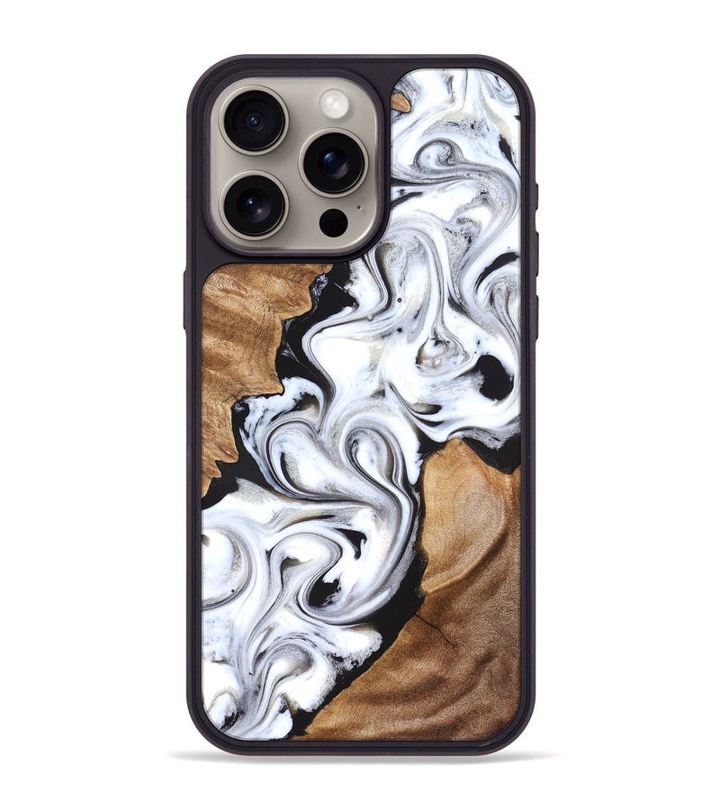 iPhone 15 Pro Max Wood Phone Case - Ameer (Black & White, 827220)