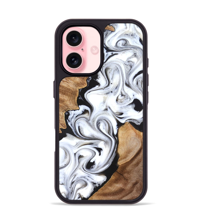 iPhone 16 Wood Phone Case - Ameer (Black & White, 827220)