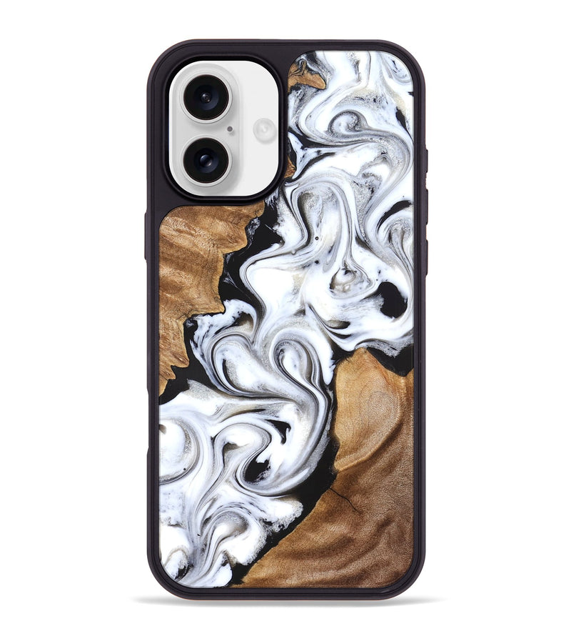 iPhone 16 Plus Wood Phone Case - Ameer (Black & White, 827220)