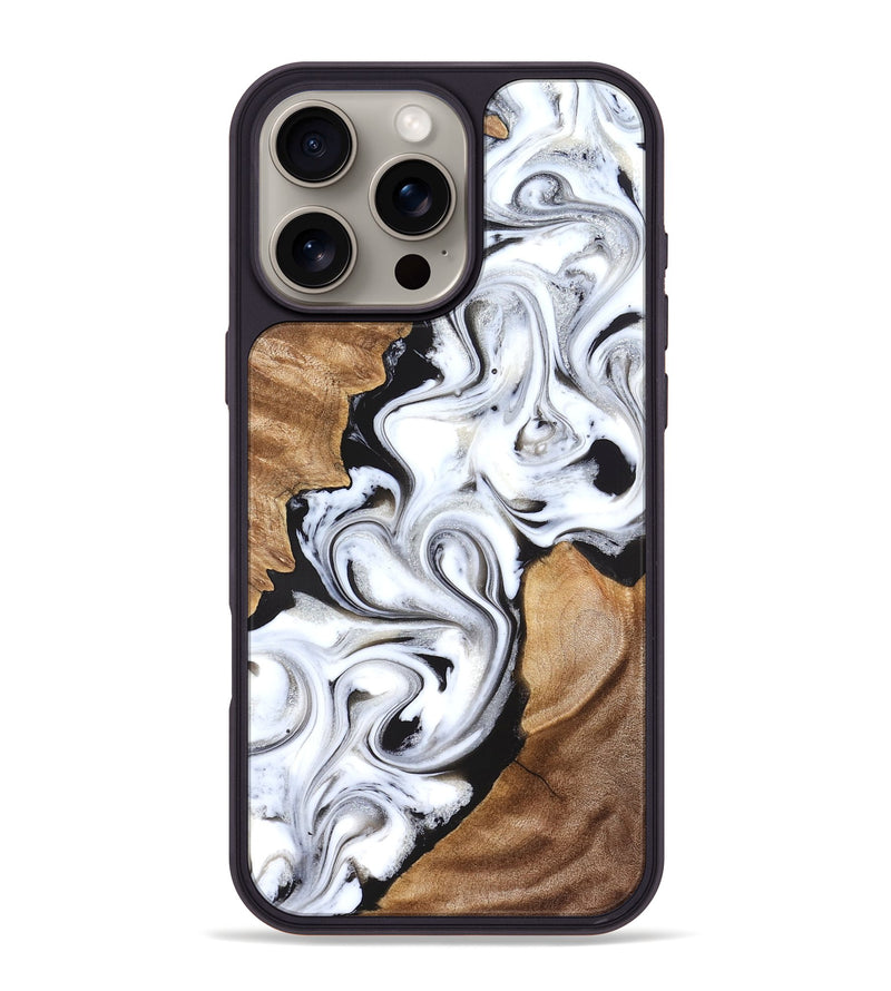 iPhone 16 Pro Max Wood Phone Case - Ameer (Black & White, 827220)