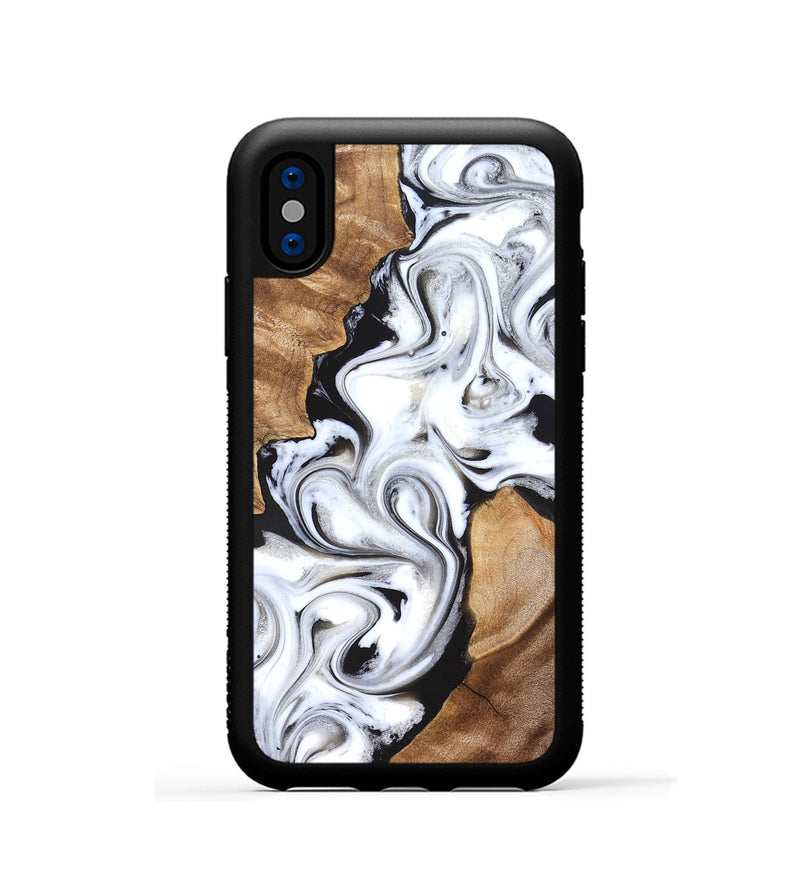 iPhone Xs Wood Phone Case - Ameer (Black & White, 827220)