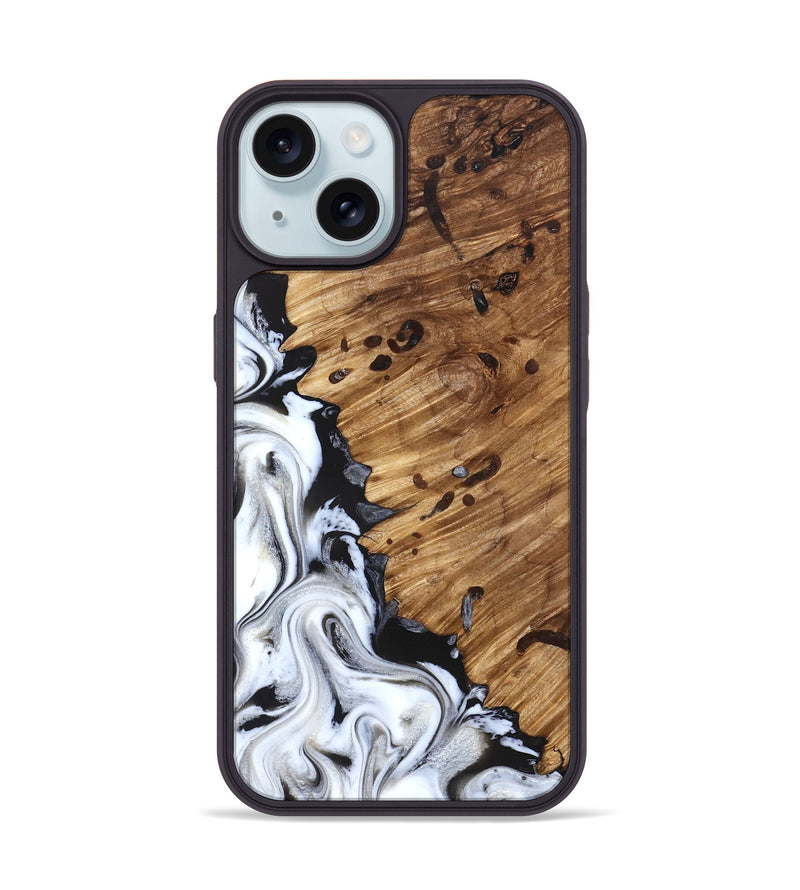 iPhone 15 Wood Phone Case - Lorelei (Black & White, 827221)