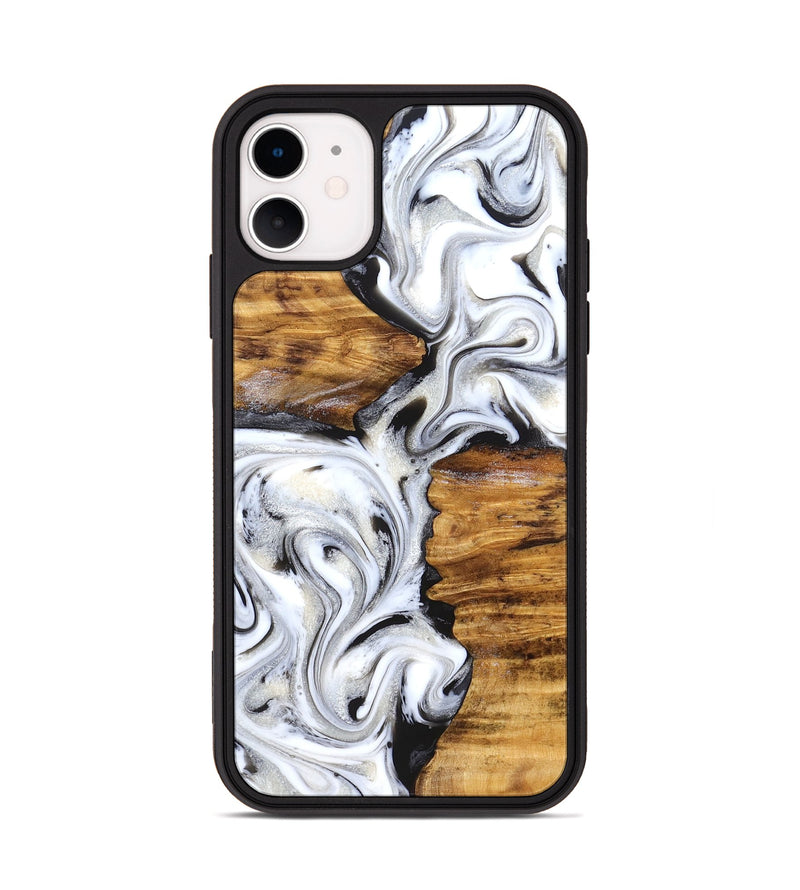 iPhone 11 Wood Phone Case - Jett (Black & White, 827222)