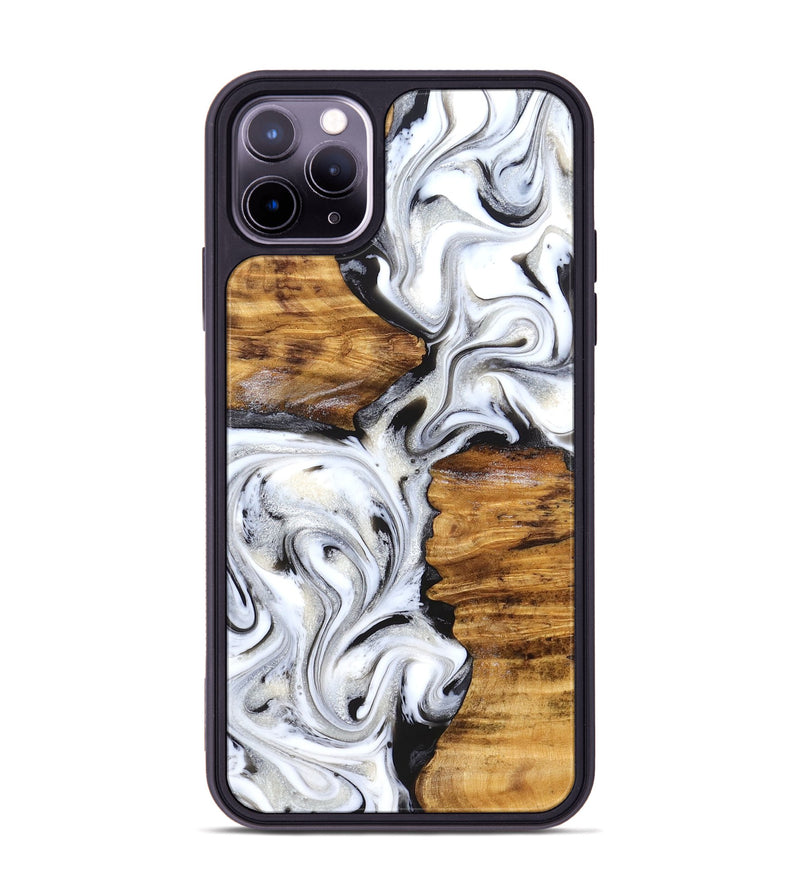 iPhone 11 Pro Max Wood Phone Case - Jett (Black & White, 827222)