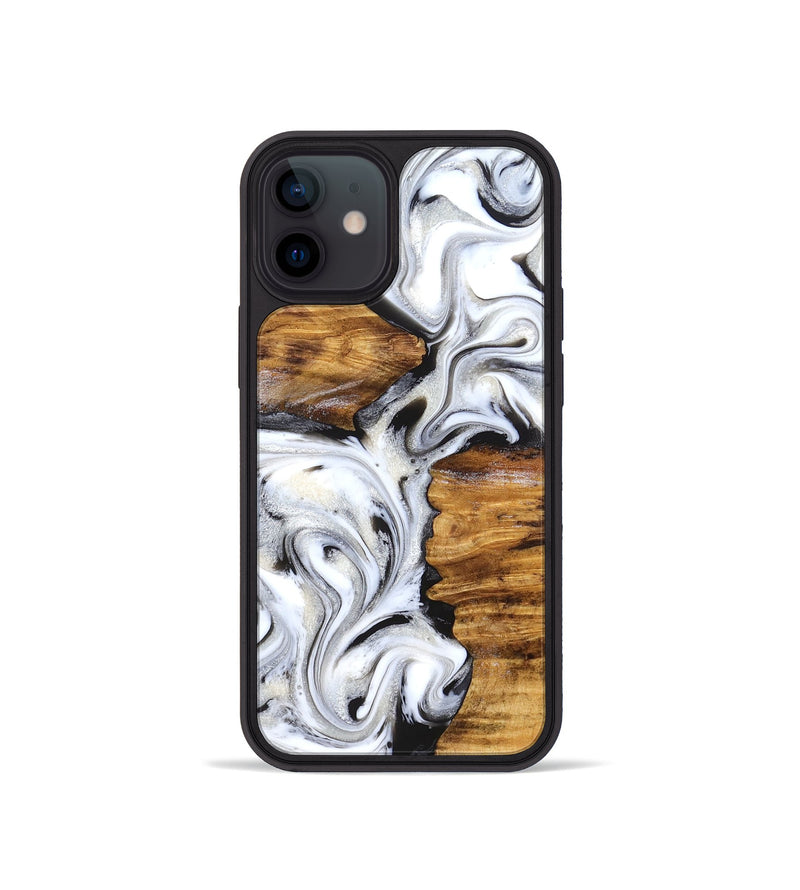 iPhone 12 mini Wood Phone Case - Jett (Black & White, 827222)