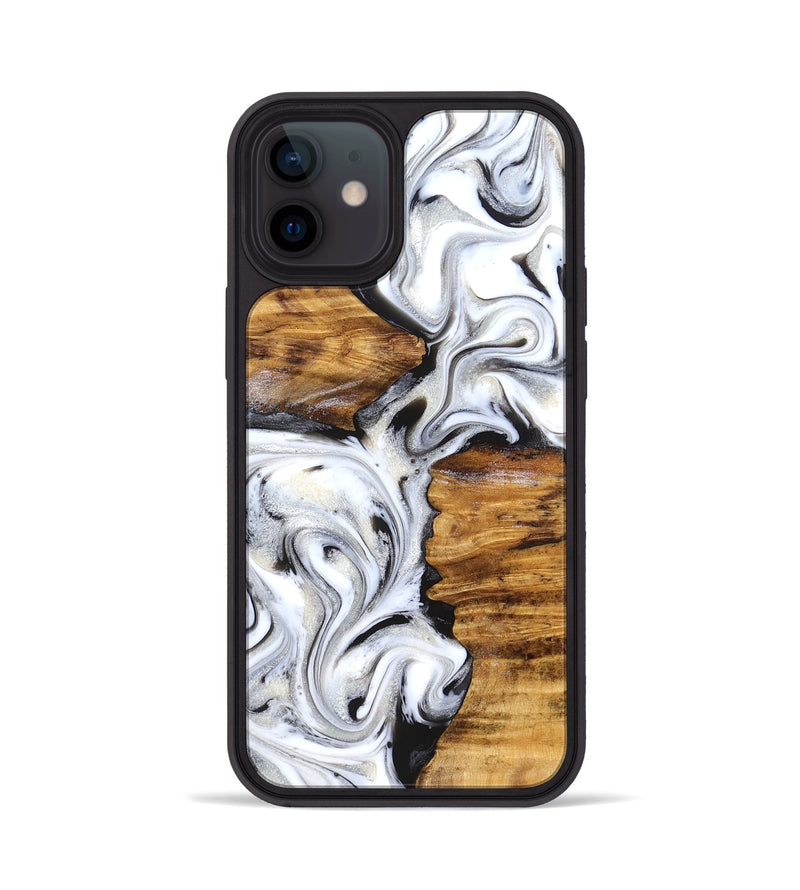 iPhone 12 Wood Phone Case - Jett (Black & White, 827222)