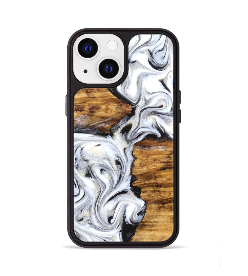 iPhone 13 Wood Phone Case - Jett (Black & White, 827222)