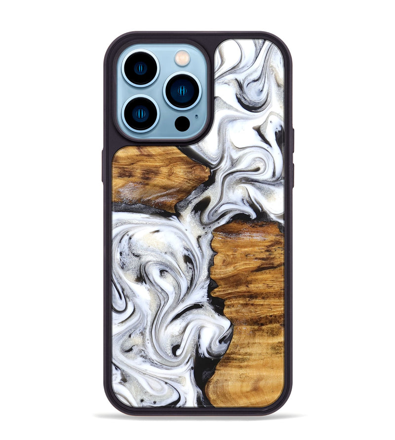 iPhone 14 Pro Max Wood Phone Case - Jett (Black & White, 827222)
