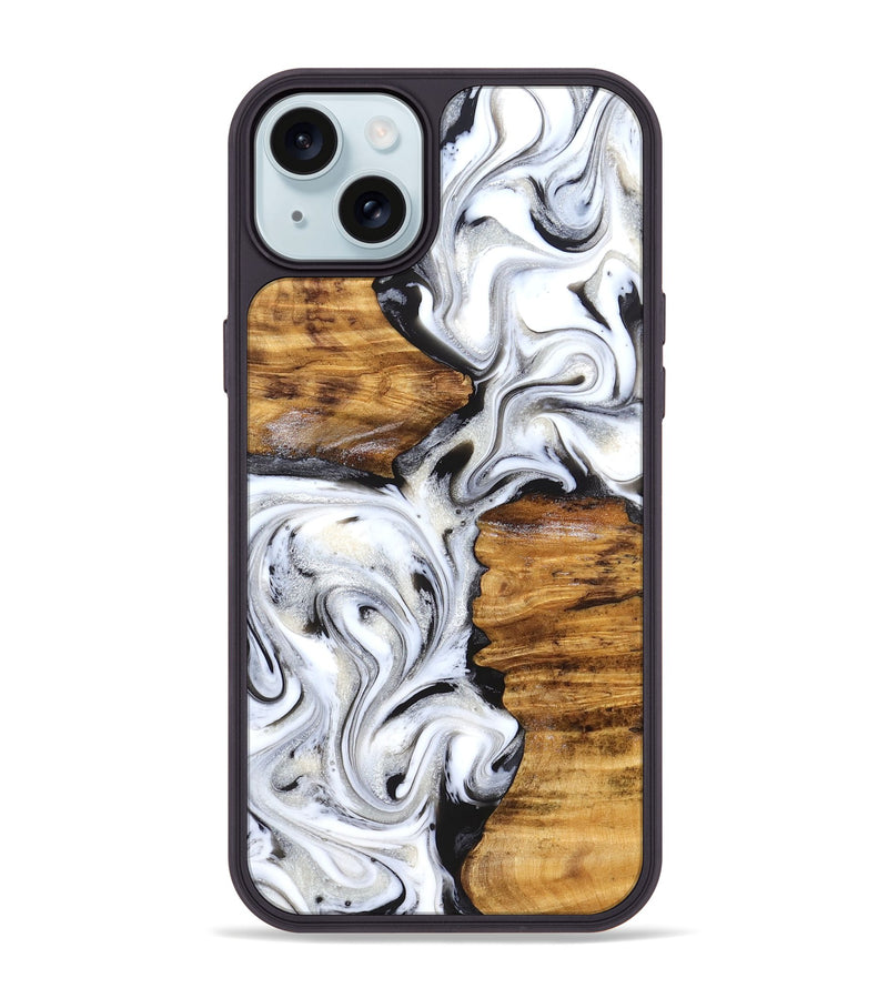 iPhone 15 Plus Wood Phone Case - Jett (Black & White, 827222)
