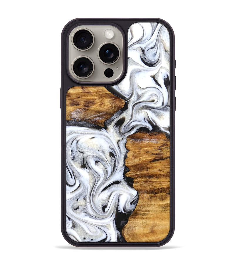 iPhone 15 Pro Max Wood Phone Case - Jett (Black & White, 827222)