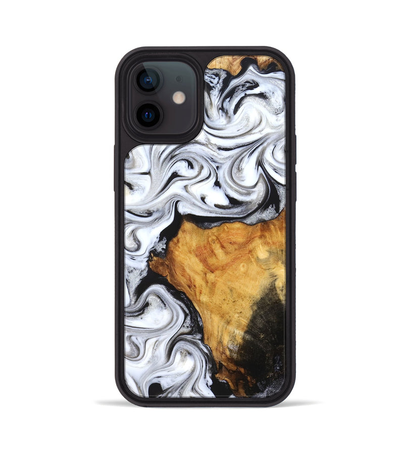 iPhone 12 Wood Phone Case - Minerva (Black & White, 827224)