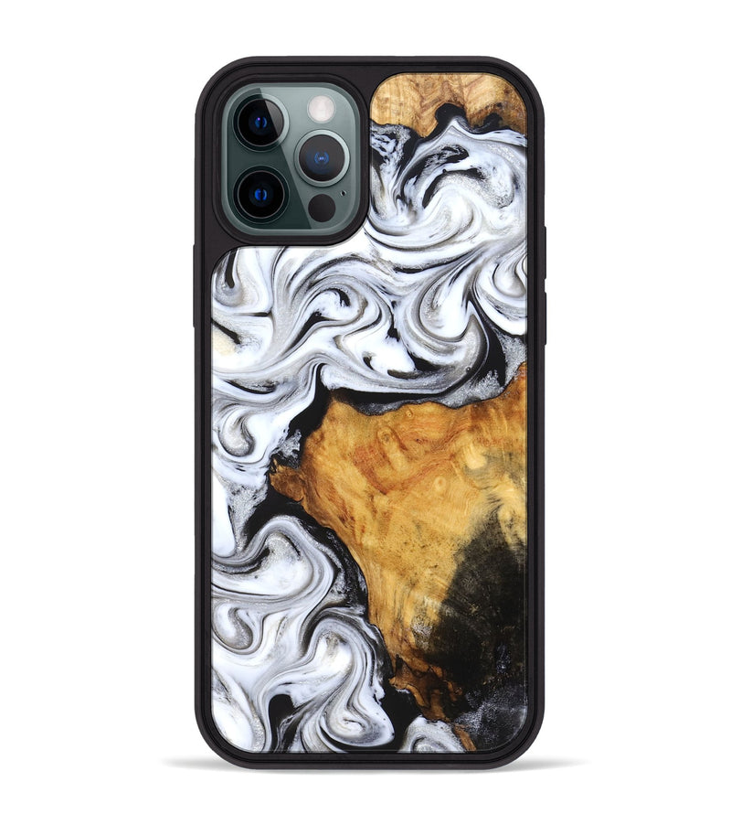 iPhone 12 Pro Max Wood Phone Case - Minerva (Black & White, 827224)