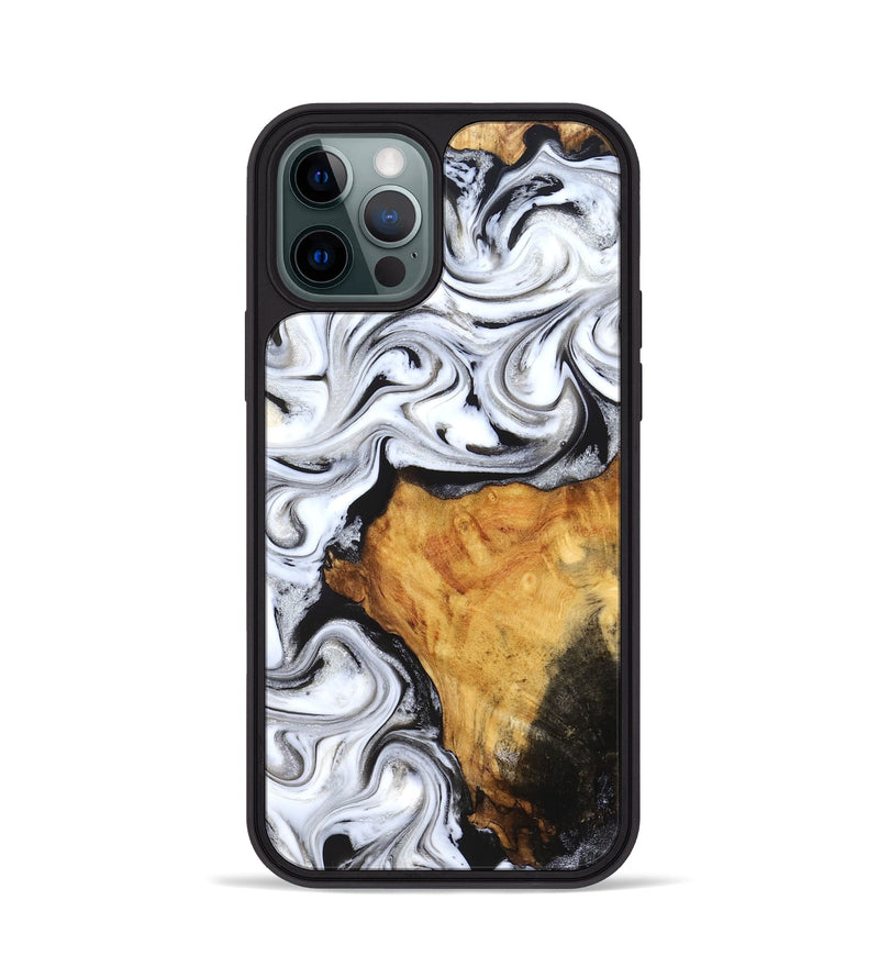 iPhone 12 Pro Wood Phone Case - Minerva (Black & White, 827224)