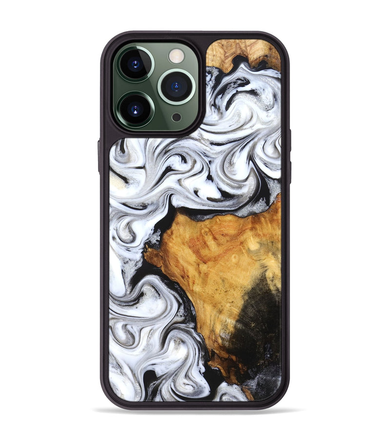 iPhone 13 Pro Max Wood Phone Case - Minerva (Black & White, 827224)