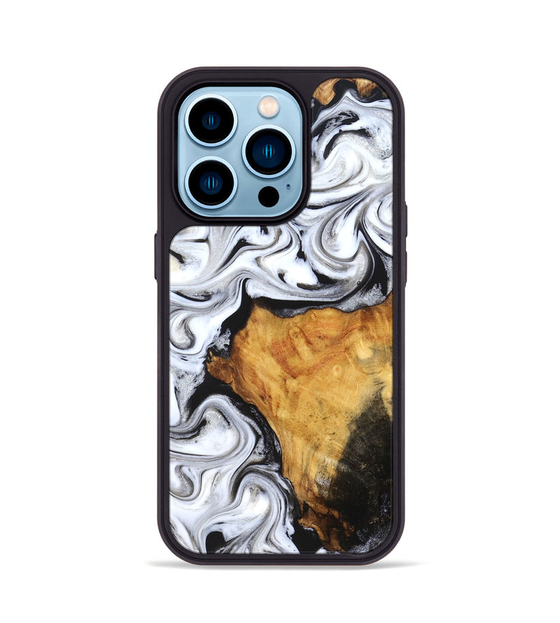 iPhone 14 Pro Wood Phone Case - Minerva (Black & White, 827224)
