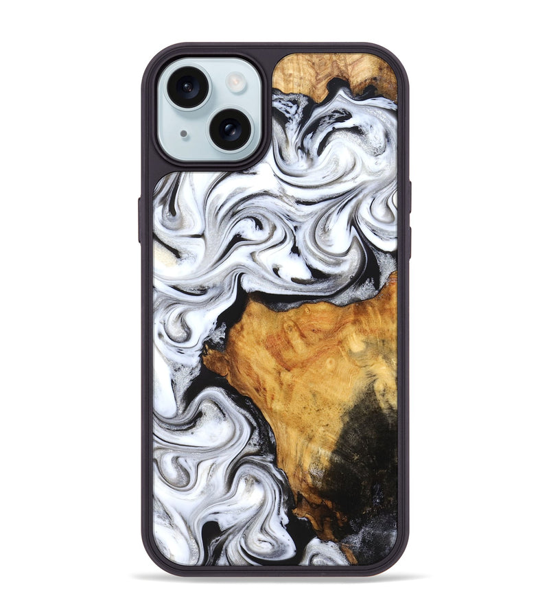 iPhone 15 Plus Wood Phone Case - Minerva (Black & White, 827224)