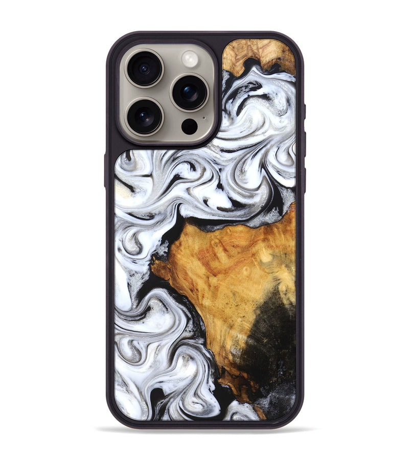 iPhone 15 Pro Max Wood Phone Case - Minerva (Black & White, 827224)