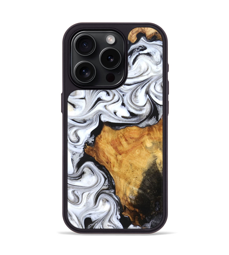 iPhone 15 Pro Wood Phone Case - Minerva (Black & White, 827224)