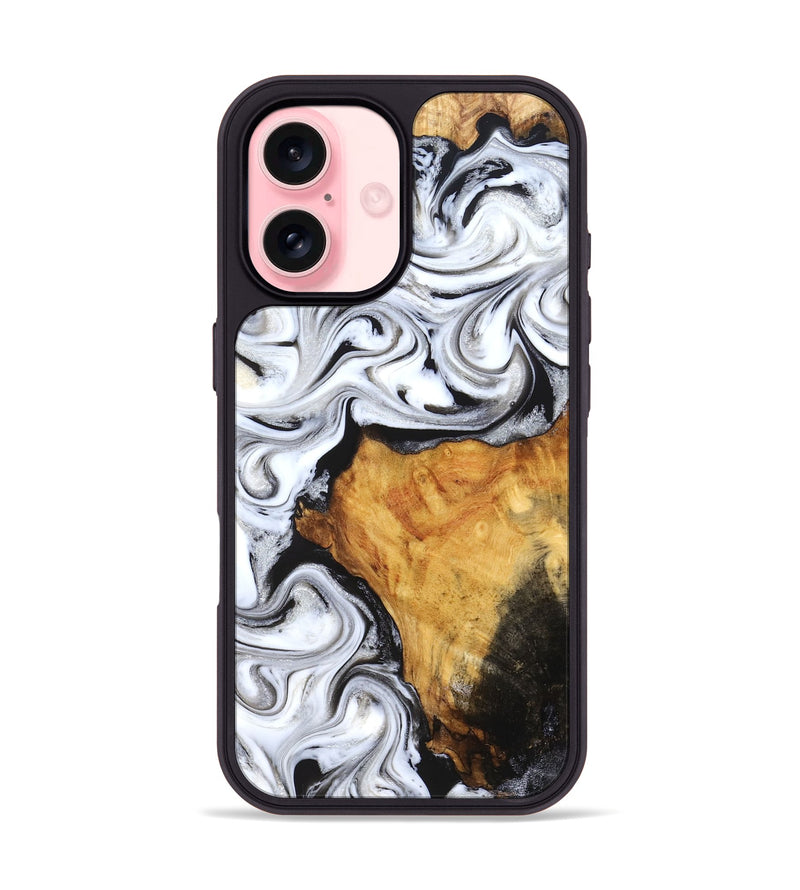 iPhone 16 Wood Phone Case - Minerva (Black & White, 827224)