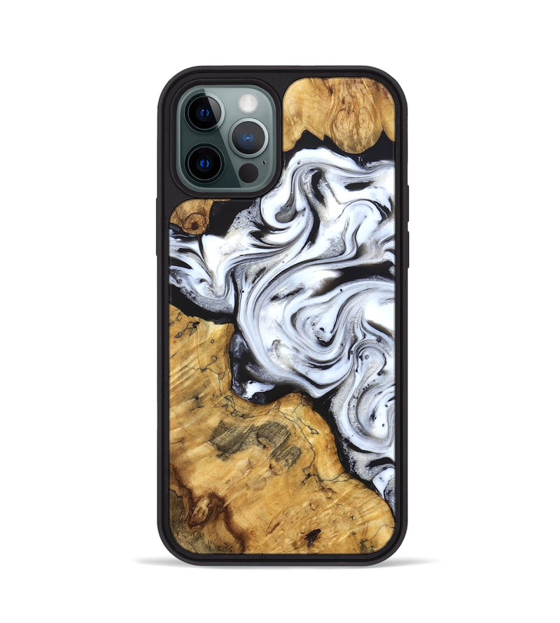 iPhone 12 Pro Wood Phone Case - Luisa (Black & White, 827225)