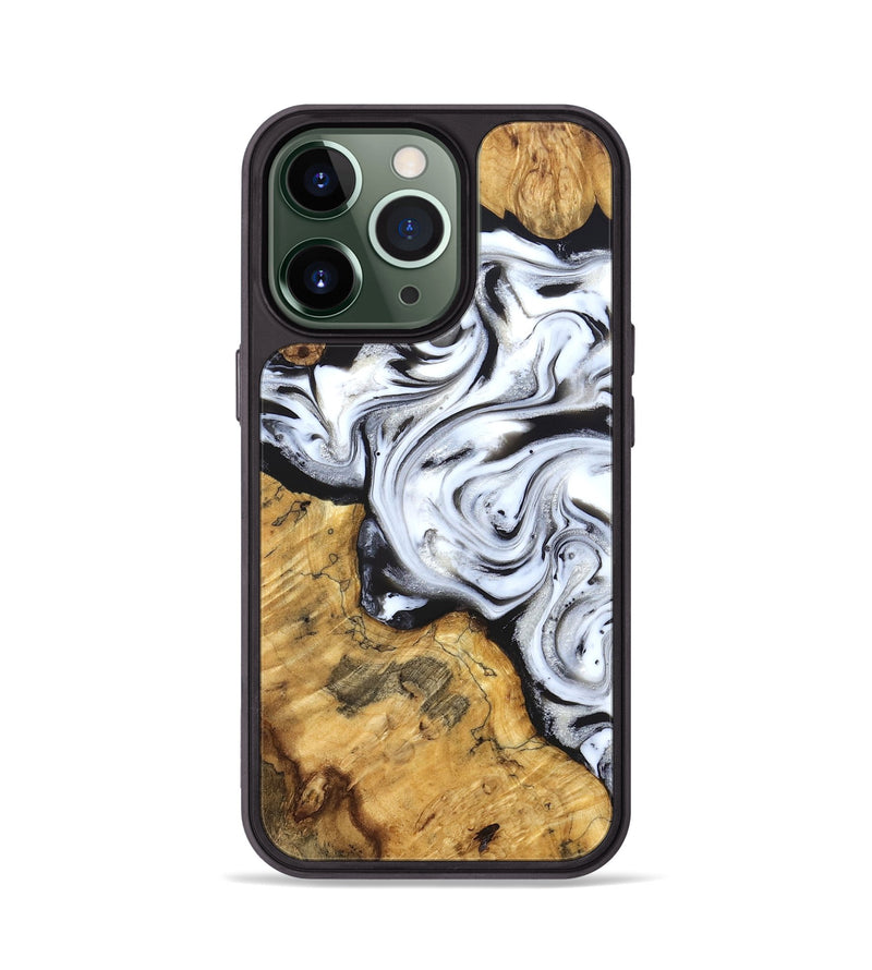 iPhone 13 Pro Wood Phone Case - Luisa (Black & White, 827225)