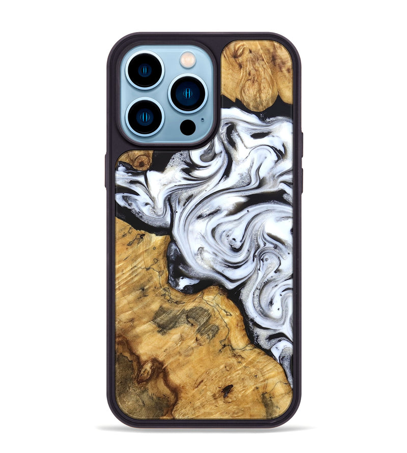 iPhone 14 Pro Max Wood Phone Case - Luisa (Black & White, 827225)