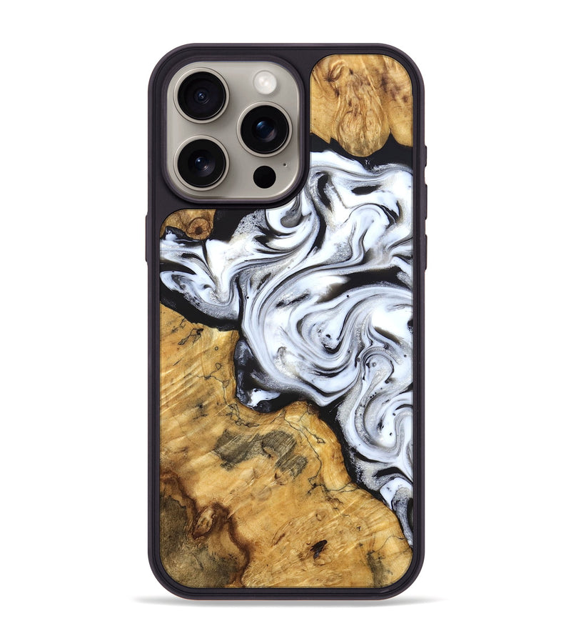 iPhone 15 Pro Max Wood Phone Case - Luisa (Black & White, 827225)