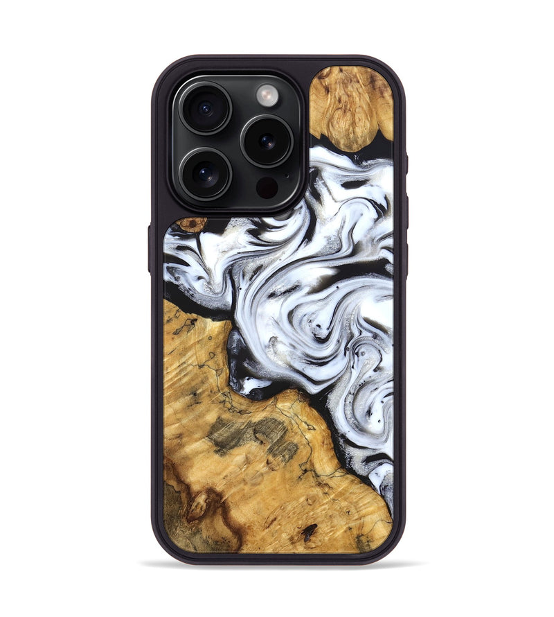 iPhone 15 Pro Wood Phone Case - Luisa (Black & White, 827225)