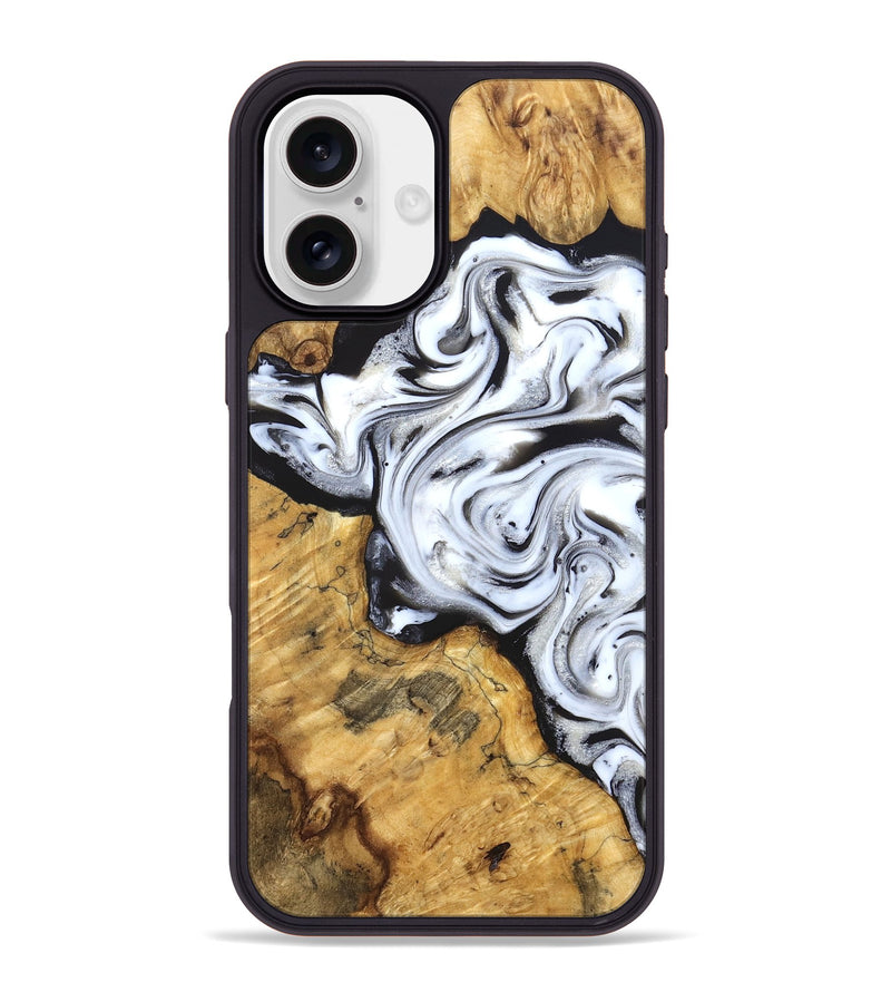 iPhone 16 Plus Wood Phone Case - Luisa (Black & White, 827225)
