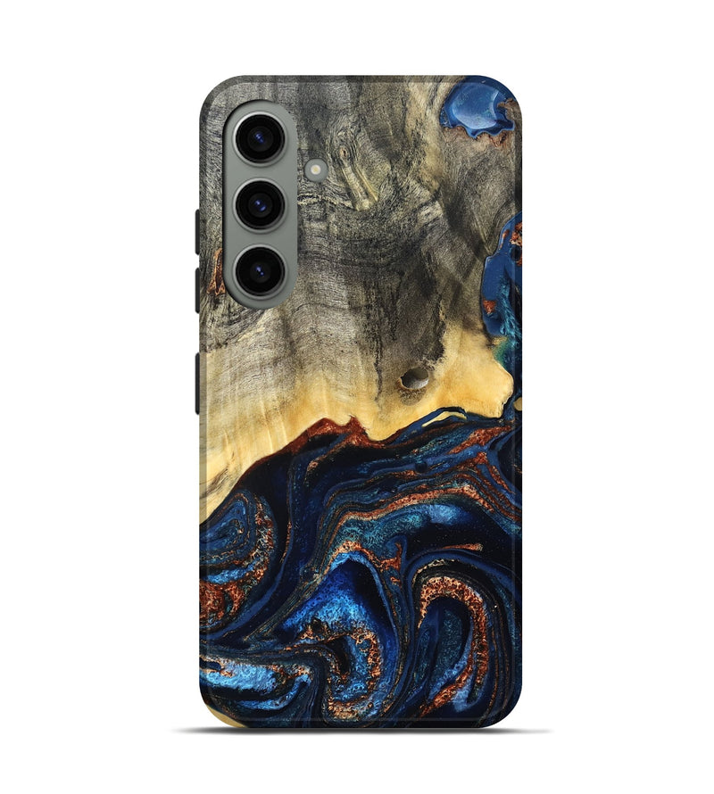 Galaxy S24 Wood Live Edge Phone Case - Gemma (Teal & Gold, 827235)