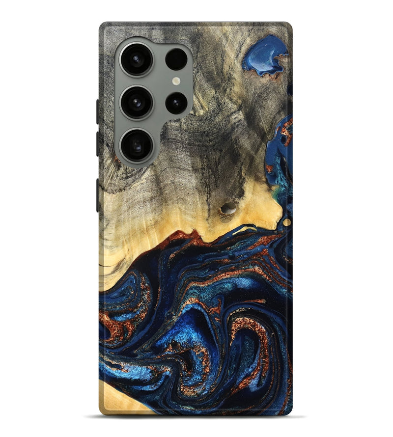Galaxy S24 Ultra Wood Live Edge Phone Case - Gemma (Teal & Gold, 827235)