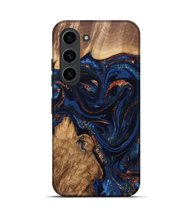 Galaxy S23 Wood Live Edge Phone Case - Avayah (Teal & Gold, 827239)
