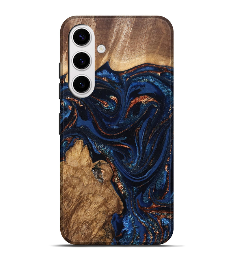 Galaxy S25 Plus Wood Live Edge Phone Case - Avayah (Teal & Gold, 827239)