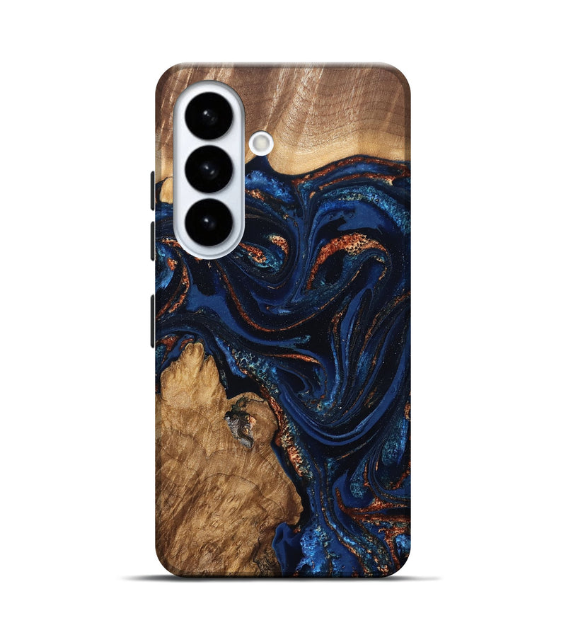 Galaxy S26 Wood Live Edge Phone Case - Avayah (Teal & Gold, 827239)