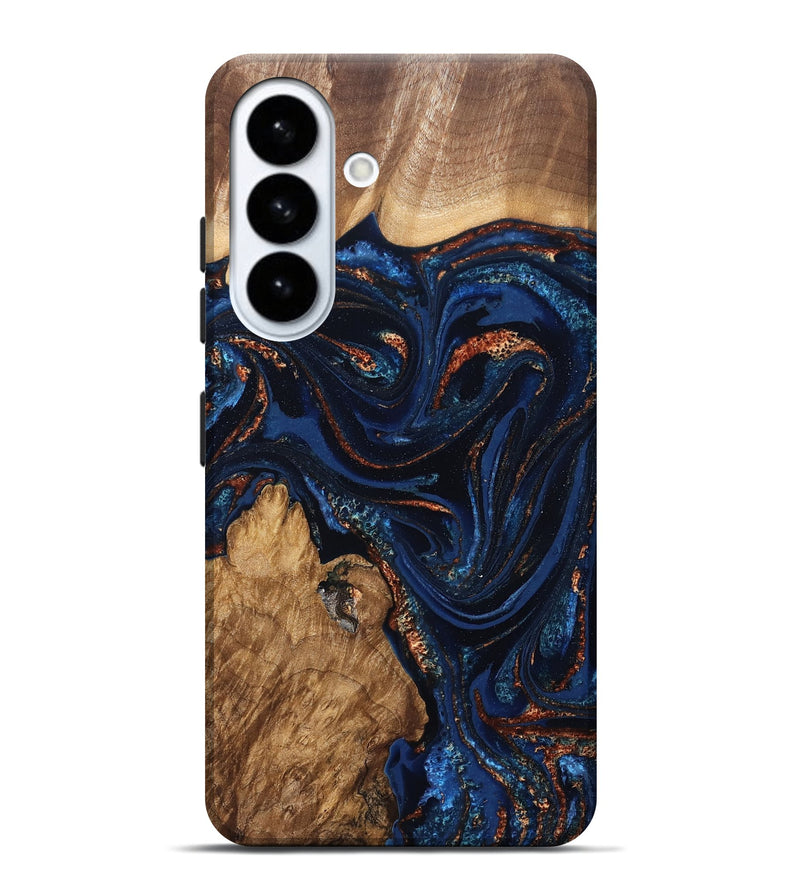 Galaxy S26 Plus Wood Live Edge Phone Case - Avayah (Teal & Gold, 827239)