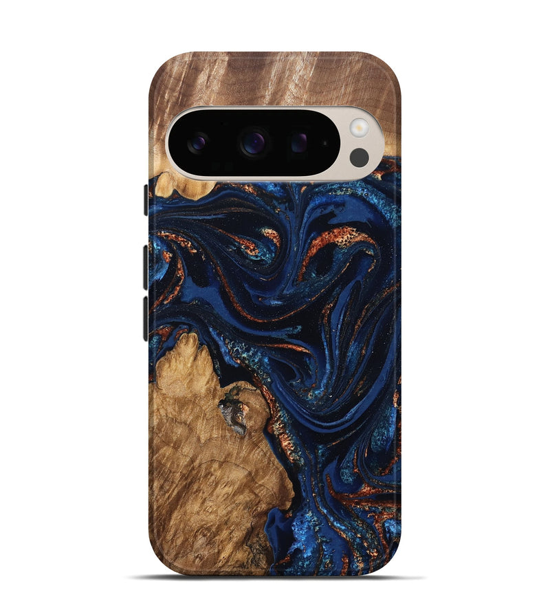 Pixel 10 Wood Live Edge Phone Case - Avayah (Teal & Gold, 827239)