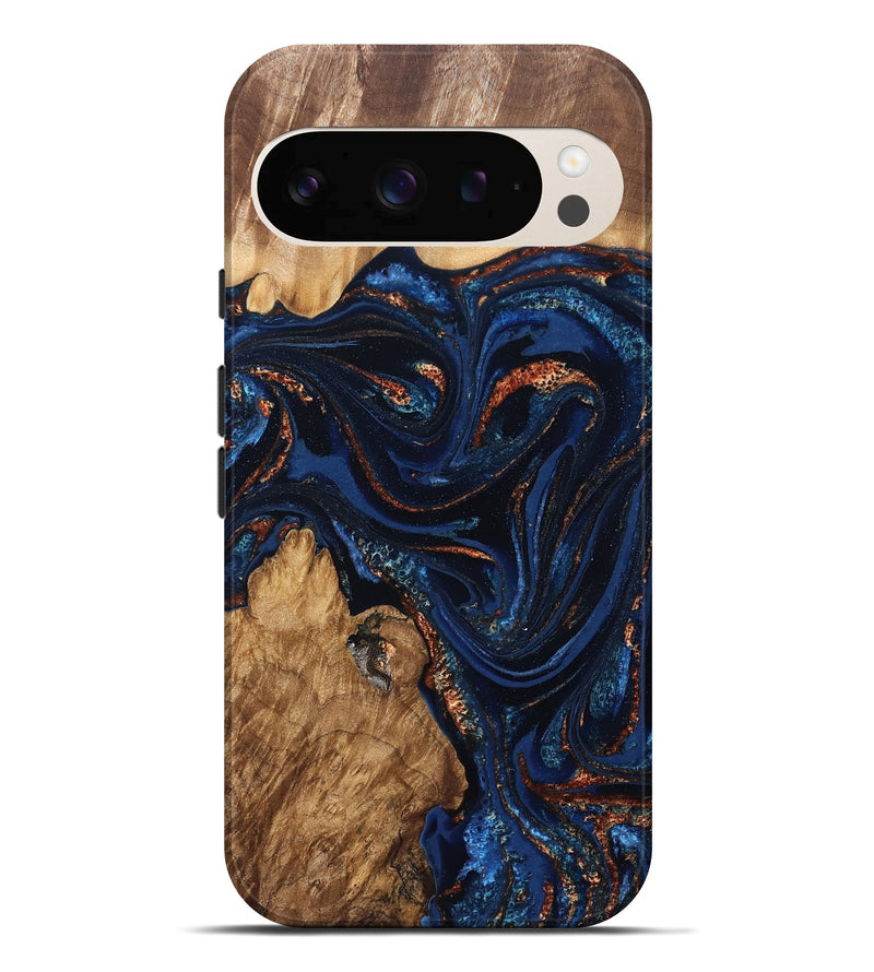 Pixel 10 Pro XL Wood Live Edge Phone Case - Avayah (Teal & Gold, 827239)