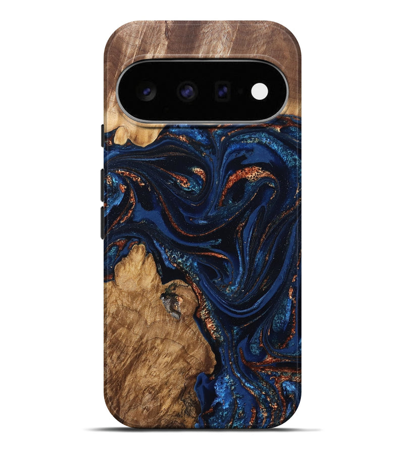 Pixel 11 Pro XL Wood Live Edge Phone Case - Avayah (Teal & Gold, 827239)