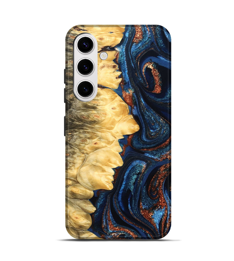 Galaxy S25 Wood Live Edge Phone Case - Lavinia (Teal & Gold, 827242)