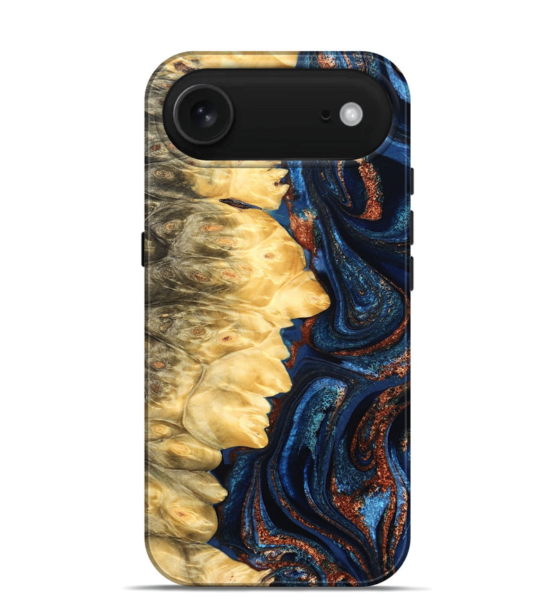 iPhone 17 Air Wood Live Edge Phone Case - Lavinia (Teal & Gold, 827242)