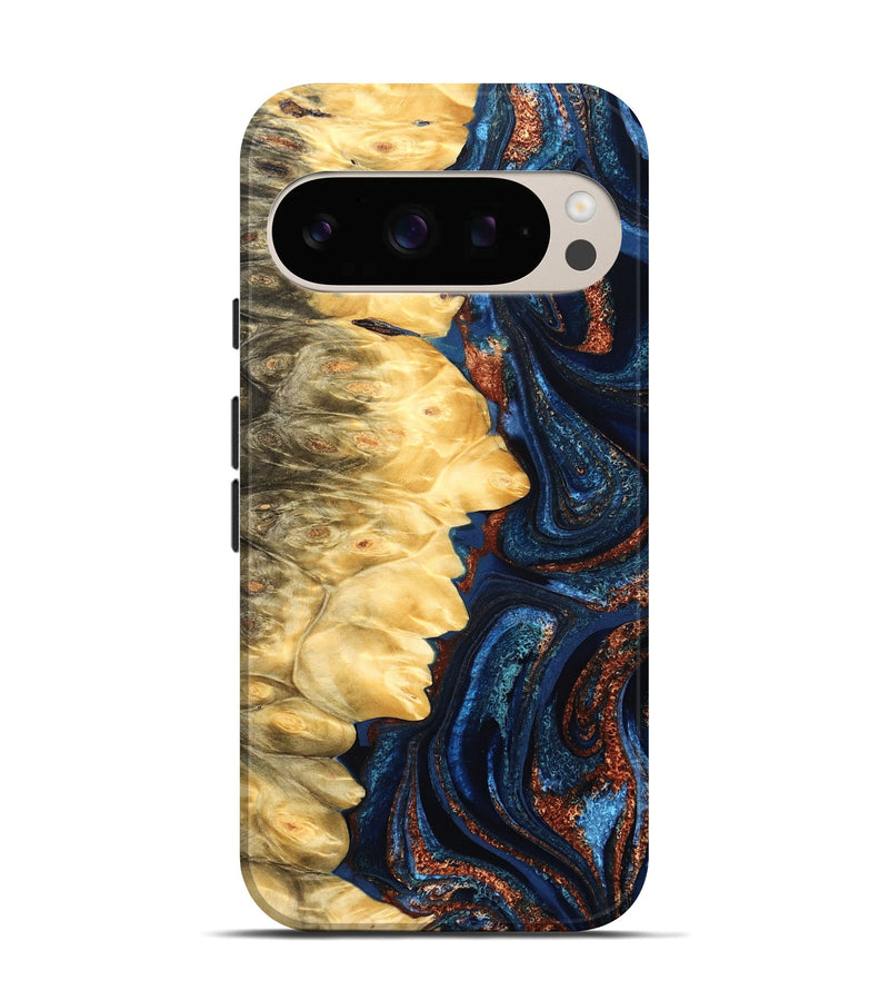 Pixel 10 Wood Live Edge Phone Case - Lavinia (Teal & Gold, 827242)