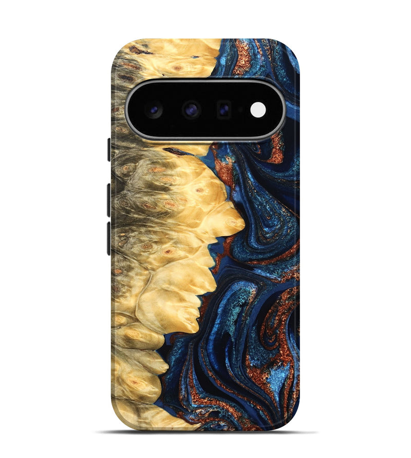 Pixel 11 Pro Wood Live Edge Phone Case - Lavinia (Teal & Gold, 827242)