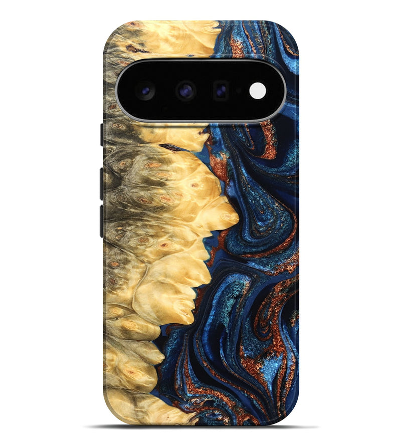 Pixel 11 Pro XL Wood Live Edge Phone Case - Lavinia (Teal & Gold, 827242)