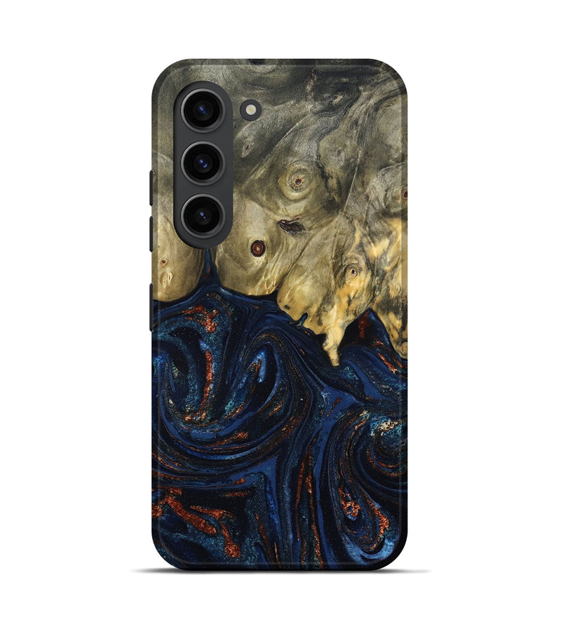 Galaxy S23 Wood Live Edge Phone Case - Leta (Teal & Gold, 827244)