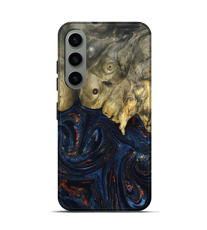 Galaxy S24 Wood Live Edge Phone Case - Leta (Teal & Gold, 827244)