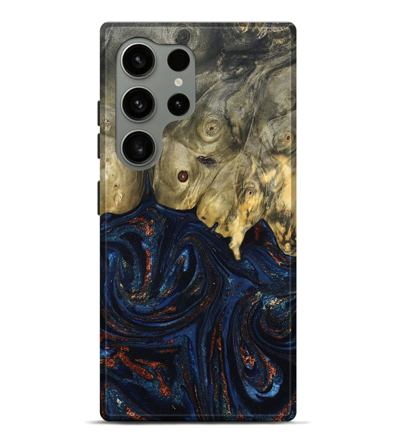 Galaxy S24 Ultra Wood Live Edge Phone Case - Leta (Teal & Gold, 827244)
