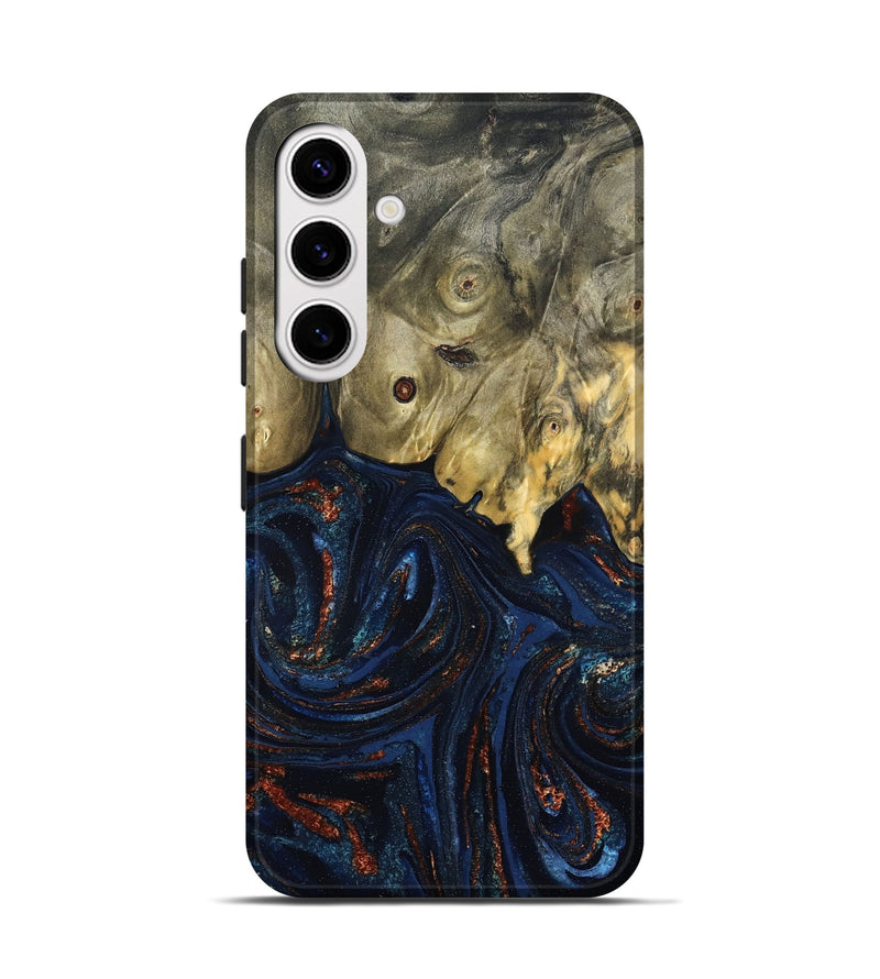 Galaxy S25 Wood Live Edge Phone Case - Leta (Teal & Gold, 827244)