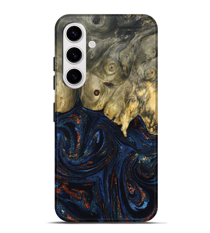 Galaxy S25 Plus Wood Live Edge Phone Case - Leta (Teal & Gold, 827244)